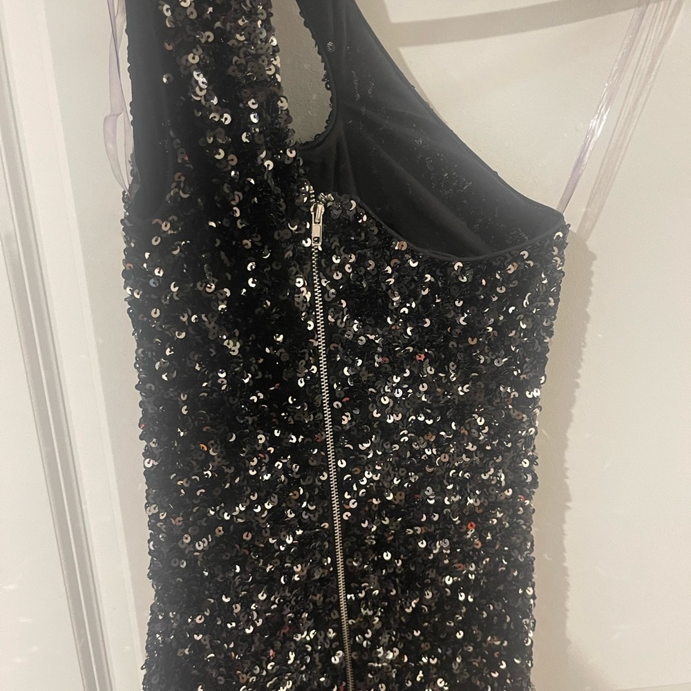 Black Sequins Maxi Dress with split - Picture 6 of 7